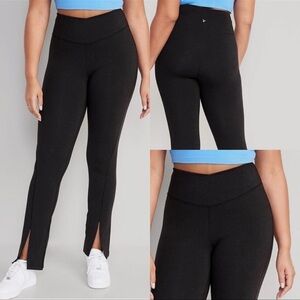 Old Navy Black High Waist Split-Hem Leggings